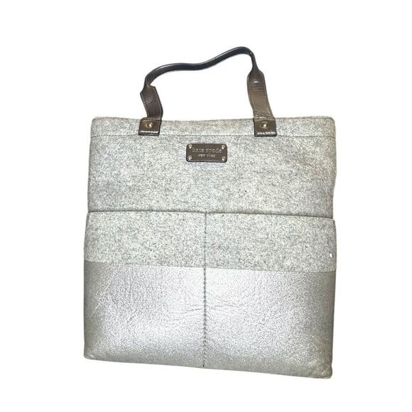 Kate Spade Handbag Quinn Purse Frosted Felt Heather Grey Glitter Tote Bag - Picture 14 of 14